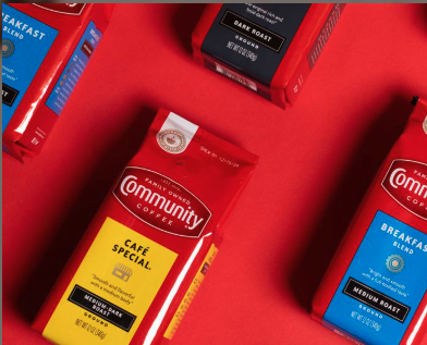 Community Coffee Brands in Packaging.